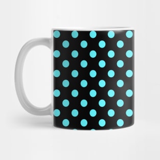 Blue Polka Dots Pattern on Black Background Mug